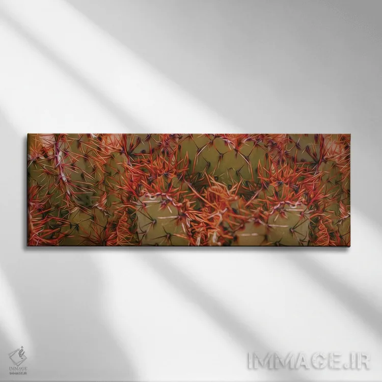تابلو خارهای نارنجی کاکتوس مکزیکی اثر ایوجنیا بیدیوک - نمای روبهرو روی دیوار