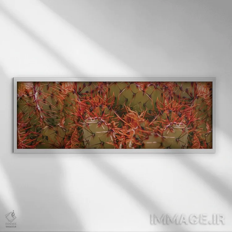 تابلو خارهای نارنجی کاکتوس مکزیکی اثر ایوجنیا بیدیوک - نمای قابدار سفید