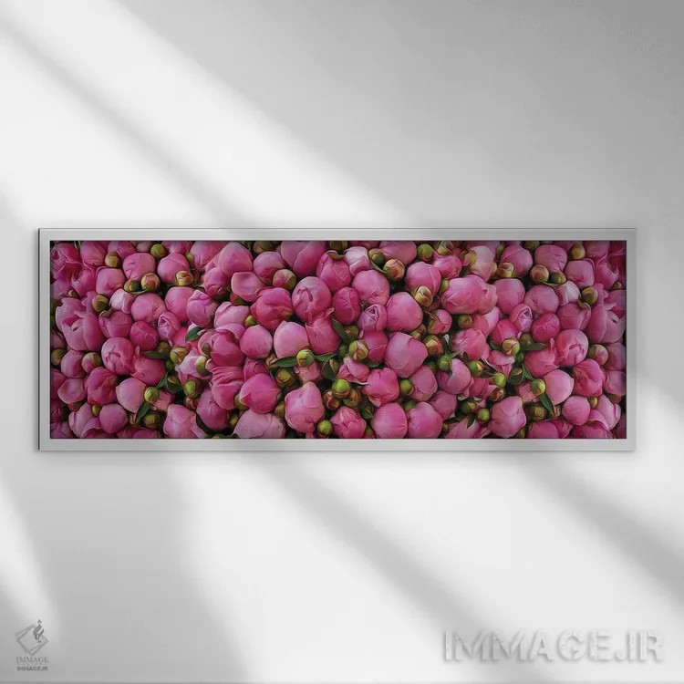 تابلو غنچههای صدتومانی صورتی اثر ایوجنیا بیدیوک - نمای قابدار سفید