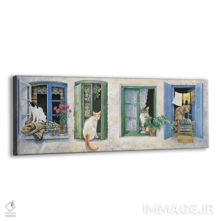 تابلو دو گربهٔ یونانی اثر آیوری کتس (برند هنری نقاشی گربه) - نمای پرسپکتیو محصول