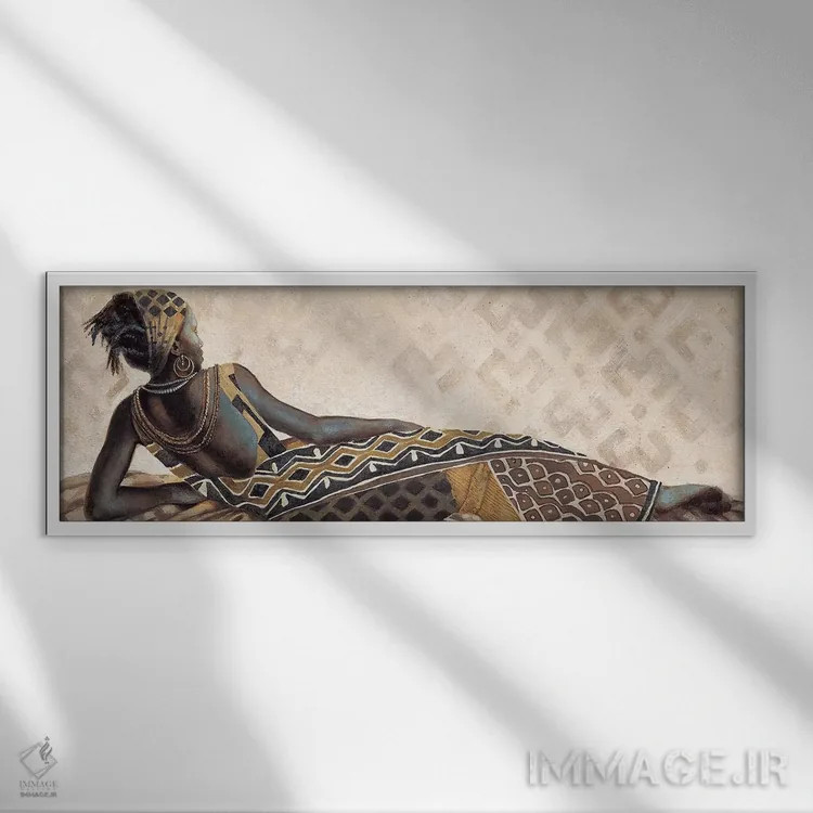 تابلو زن آفریقایی V اثر ژاک لوکونت - نمای قابدار سفید