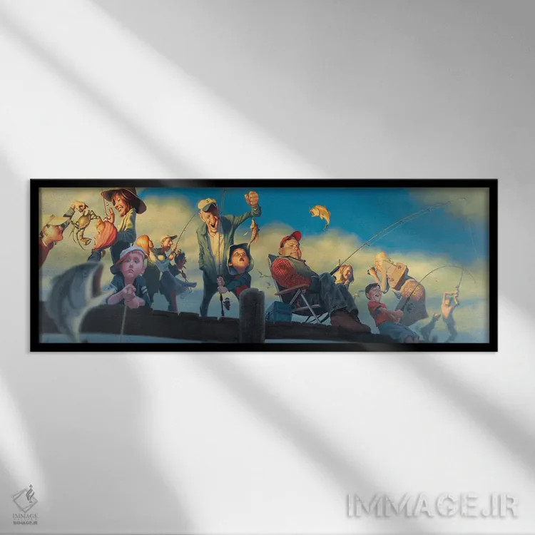 تابلو رفتیم ماهیگیری اثر جیمز بنت - نمای قابدار مشکی