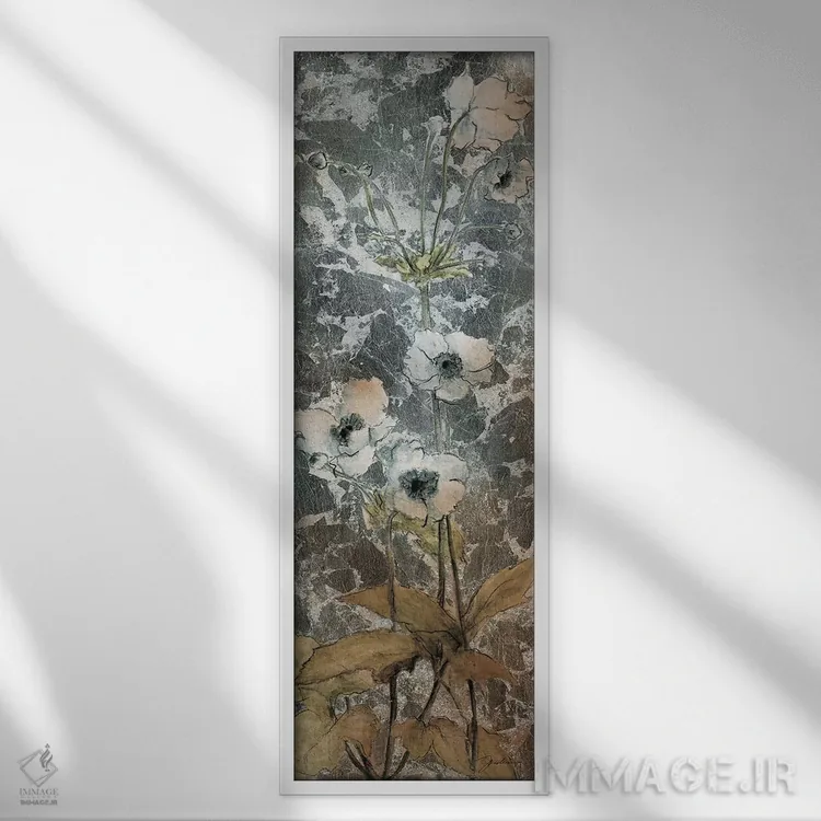 تابلو شکوفههای باریک دو اثر لیز جارباور - نمای قابدار سفید