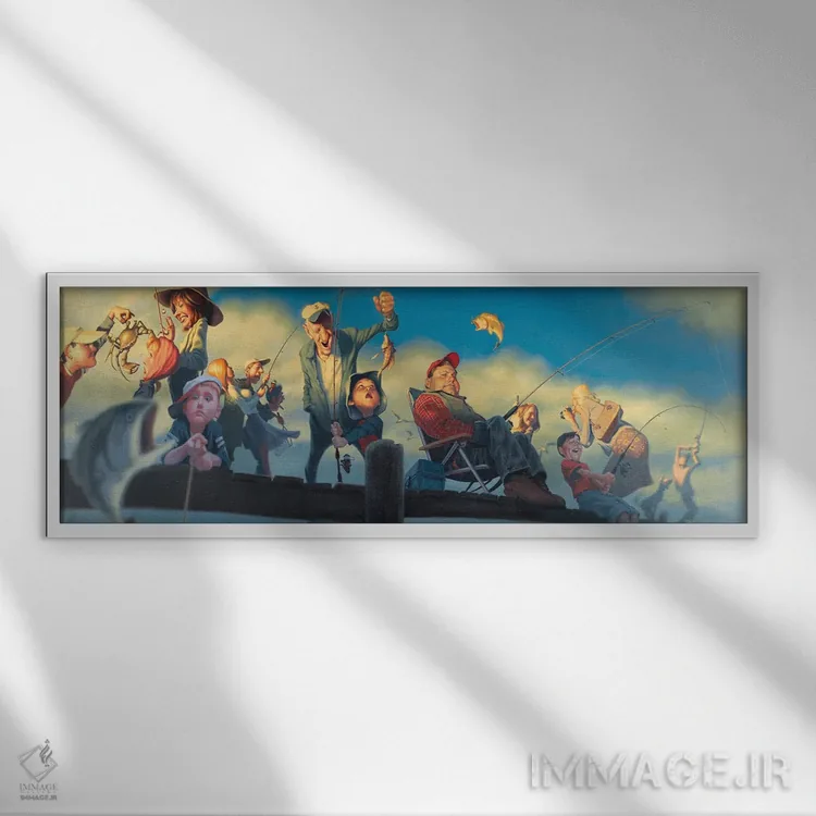 تابلو رفتیم ماهیگیری اثر جیمز بنت - نمای قابدار سفید