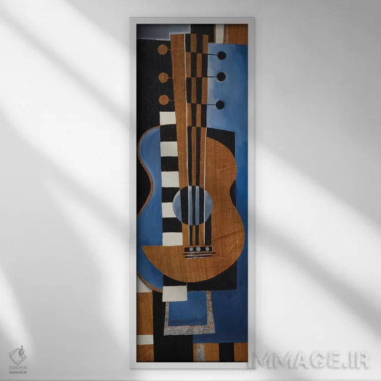 تابلو گیتار بلوز اثر لیز جارباور - نمای قابدار سفید