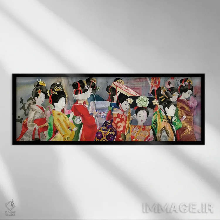 تابلو عروسکهای چینی اثر جودیت استاین - نمای قابدار مشکی