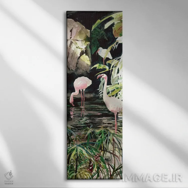 تابلو فلامینگوهای شعلهور اثر جودیت استاین - نمای روبهرو روی دیوار