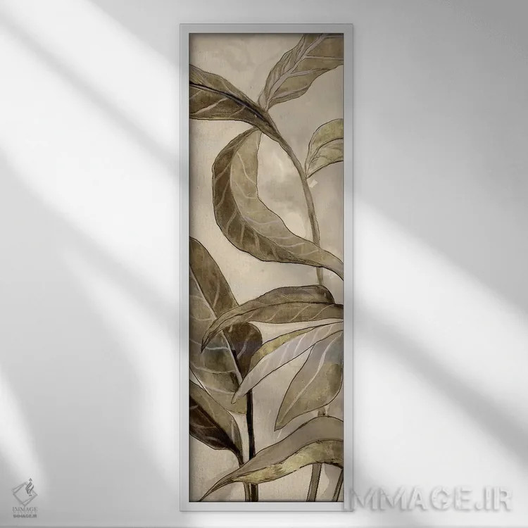 تابلو برگهای خنثی اثر جیکوب کیو - نمای قابدار سفید