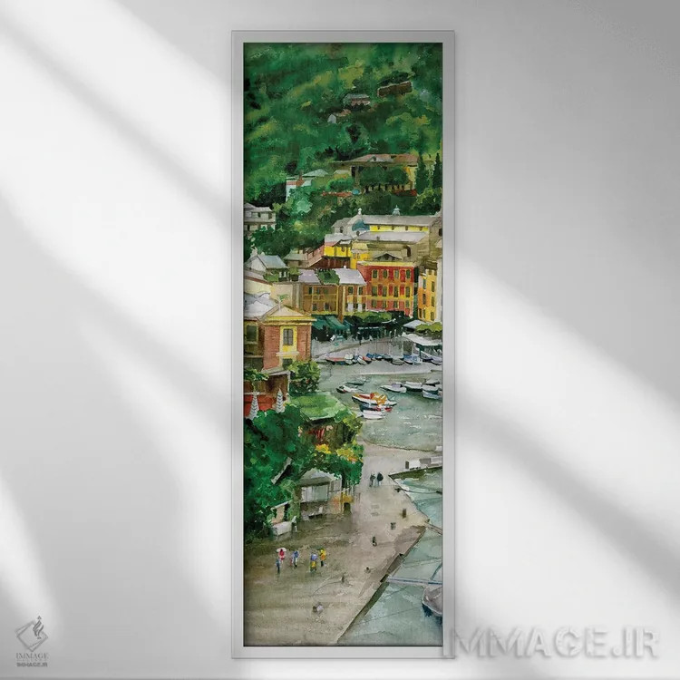 تابلو بندر پورتوفینو (دریانما) اثر جودیت استاین - نمای قابدار سفید