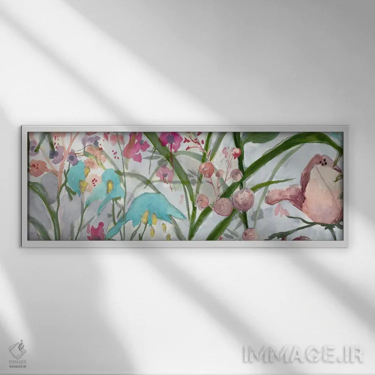 تابلو غزل شکوفههای پاستلی اثر جیکوب کیو - نمای قابدار سفید
