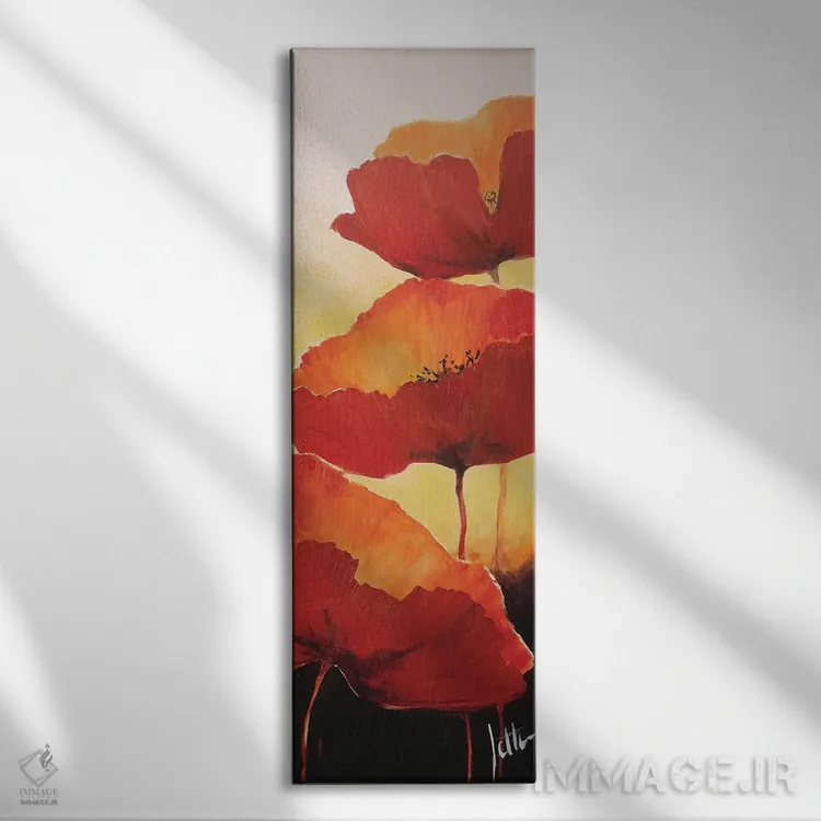 تابلو سه شقایق قرمز ۲ اثر جتی روزبوم - نمای روبهرو روی دیوار