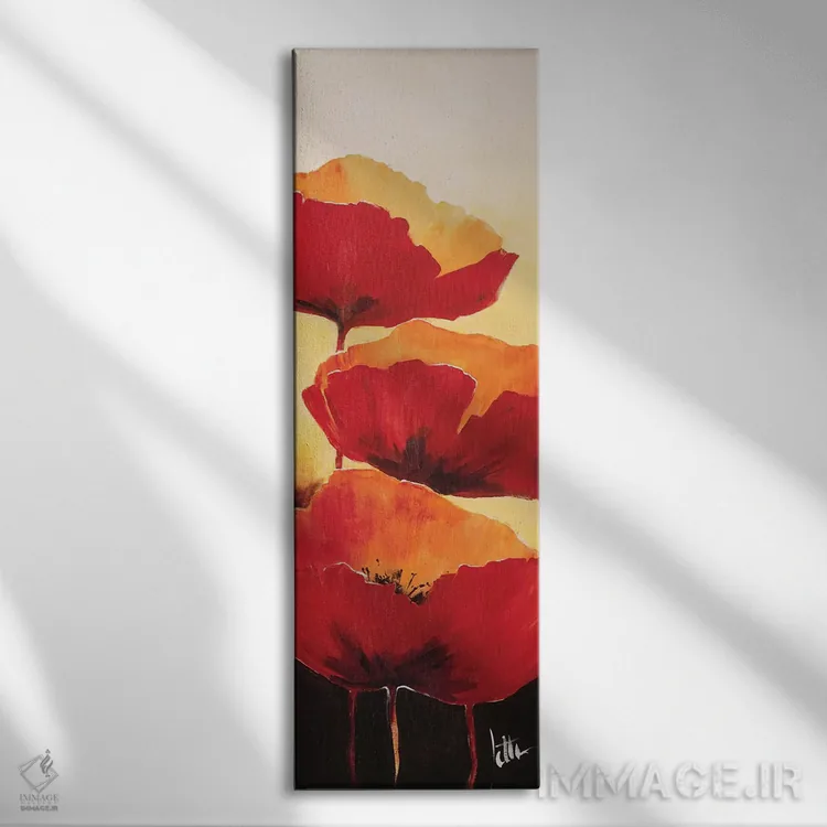 تابلو سه شقایق قرمز ۱ اثر جتی روزبوم - نمای روبهرو روی دیوار