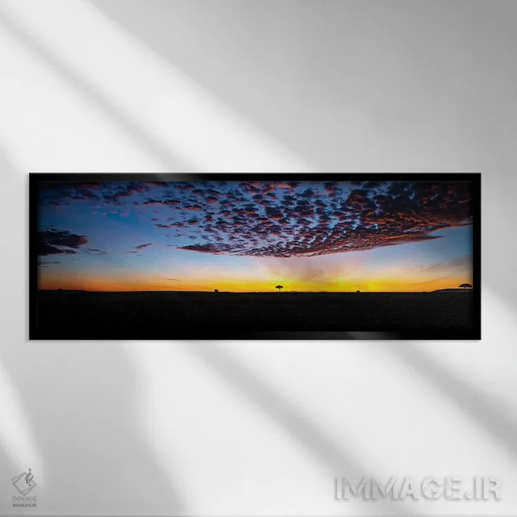 تابلو آسمان اول صبح اثر جنت فیکار - نمای قابدار مشکی