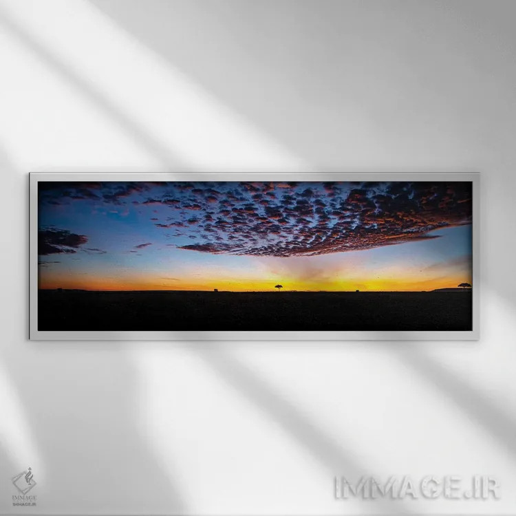 تابلو آسمان اول صبح اثر جنت فیکار - نمای قابدار سفید