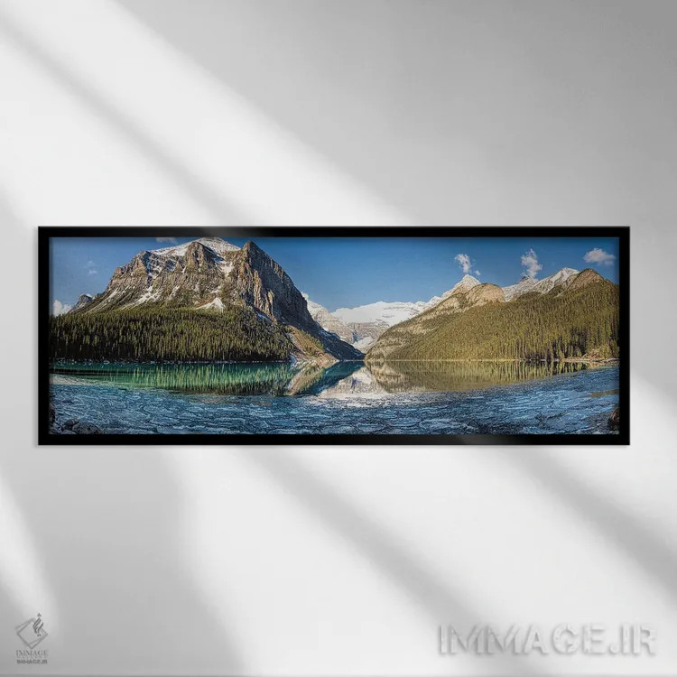 تابلو آب شدن یخ دریاچه لوییز اثر جنت فیکار - نمای قابدار مشکی