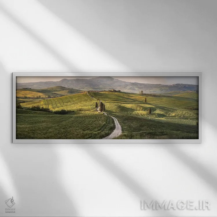 تابلو Tuscany, Val D'Orcia,ایتالیا، توسکانی، واله دورچیا اثر جان فورد - نمای قابدار سفید