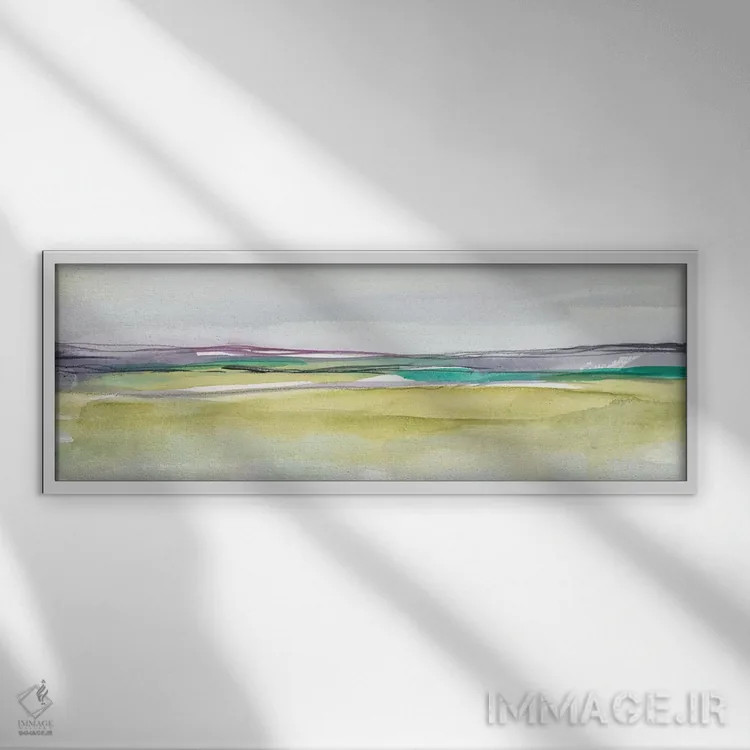 تابلو افق آمتیست و زمرد II اثر جنیفر گلدبرگر - نمای قابدار سفید