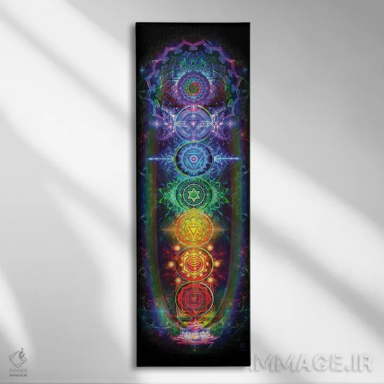 تابلو چاکراها اثر جامبی (نام هنری/لقب) - نمای روبهرو روی دیوار