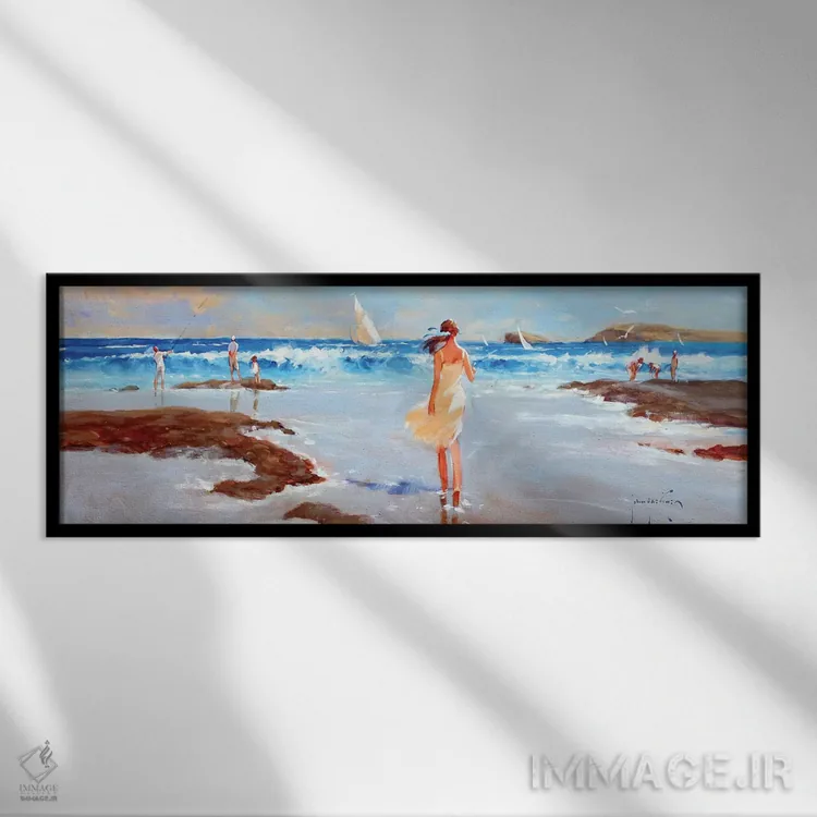 تابلو جزر و مد اقیانوس اثر جان هاسکینز - نمای قابدار مشکی