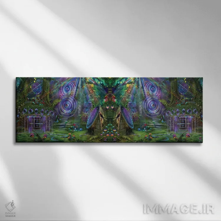 تابلو پروانه باغ صدا اثر جامبی (نام هنری/لقب) - نمای روبهرو روی دیوار