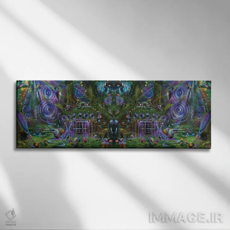 تابلو آینه باغ صدا با حلزونها اثر جامبی (نام هنری/لقب) - نمای روبهرو روی دیوار