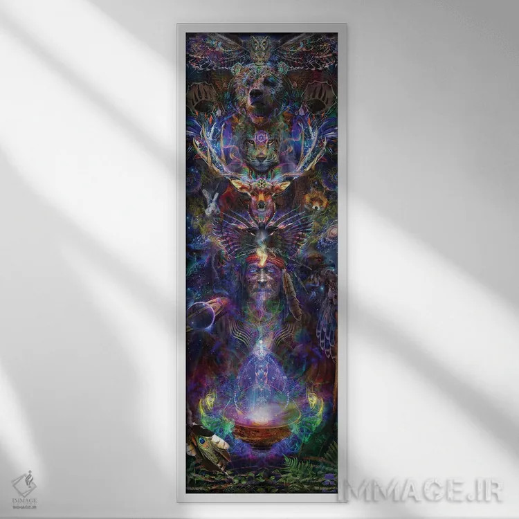 تابلو شمن عنصر اثیر (یا شمن اتر) اثر جامبی (نام هنری/لقب) - نمای قابدار سفید