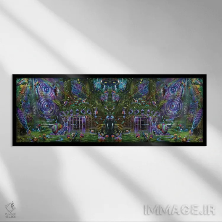تابلو آینه باغ صدا با حلزونها اثر جامبی (نام هنری/لقب) - نمای قابدار مشکی