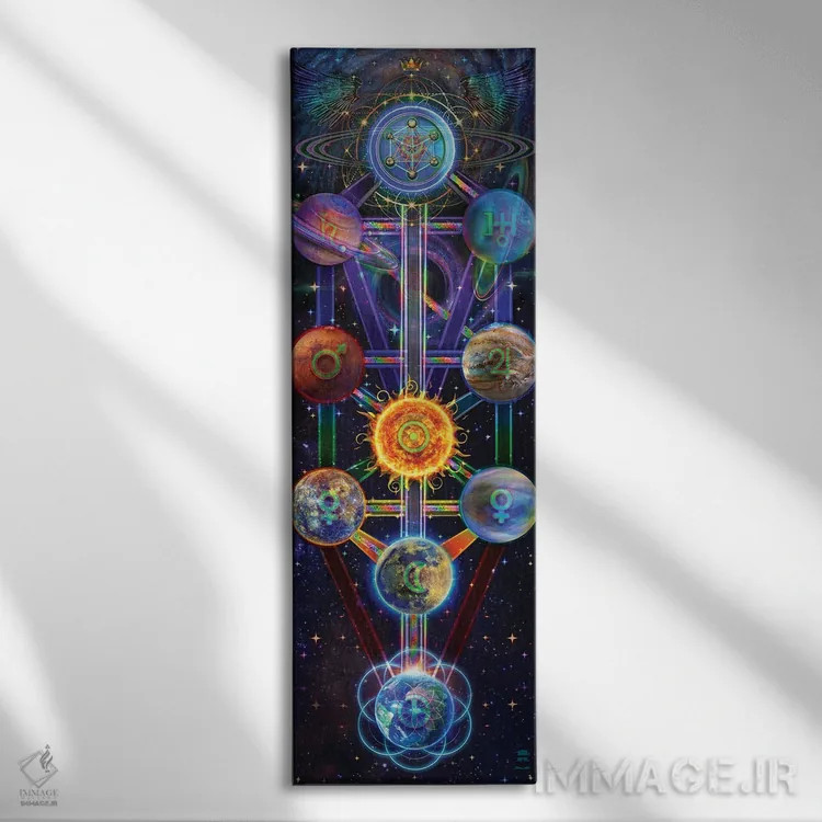 تابلو درخت زندگی اثر جامبی (نام هنری/لقب) - نمای روبهرو روی دیوار