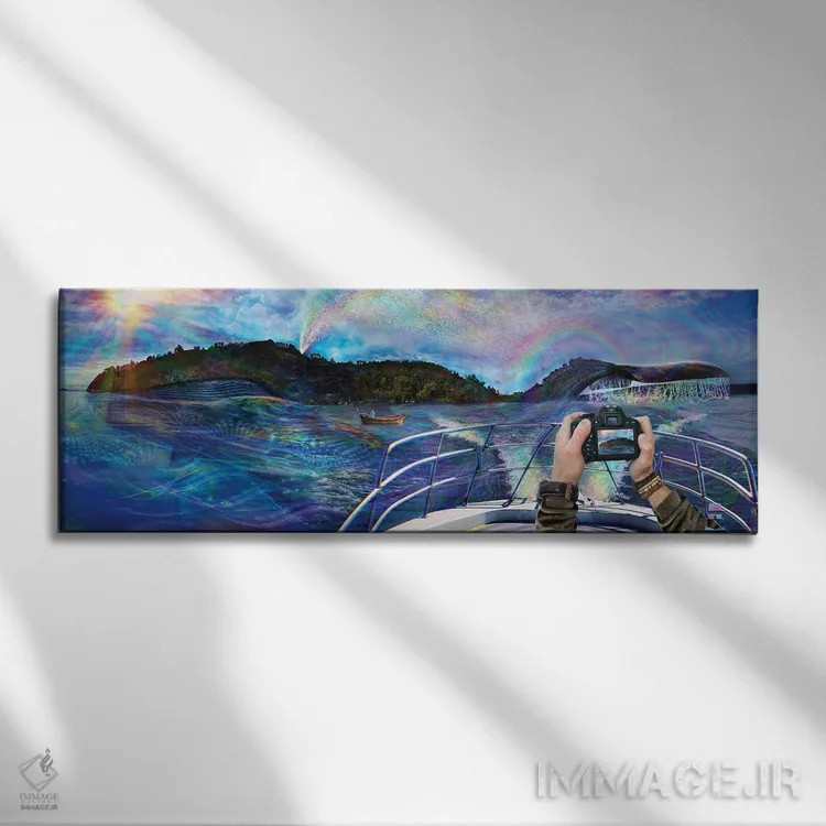 تابلو نهنگی به نام گایا اثر جامبی (نام هنری/لقب) - نمای روبهرو روی دیوار