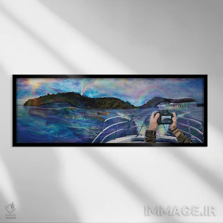 تابلو نهنگی به نام گایا اثر جامبی (نام هنری/لقب) - نمای قابدار مشکی