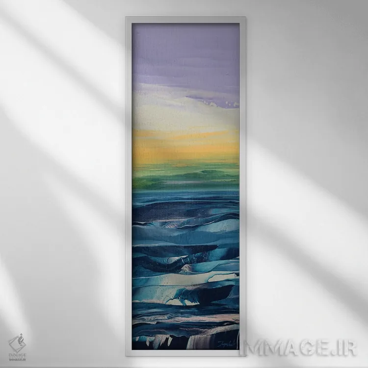 تابلو آبهای فیروزهای ۵ اثر جیکوب جوگاشویلی - نمای قابدار سفید