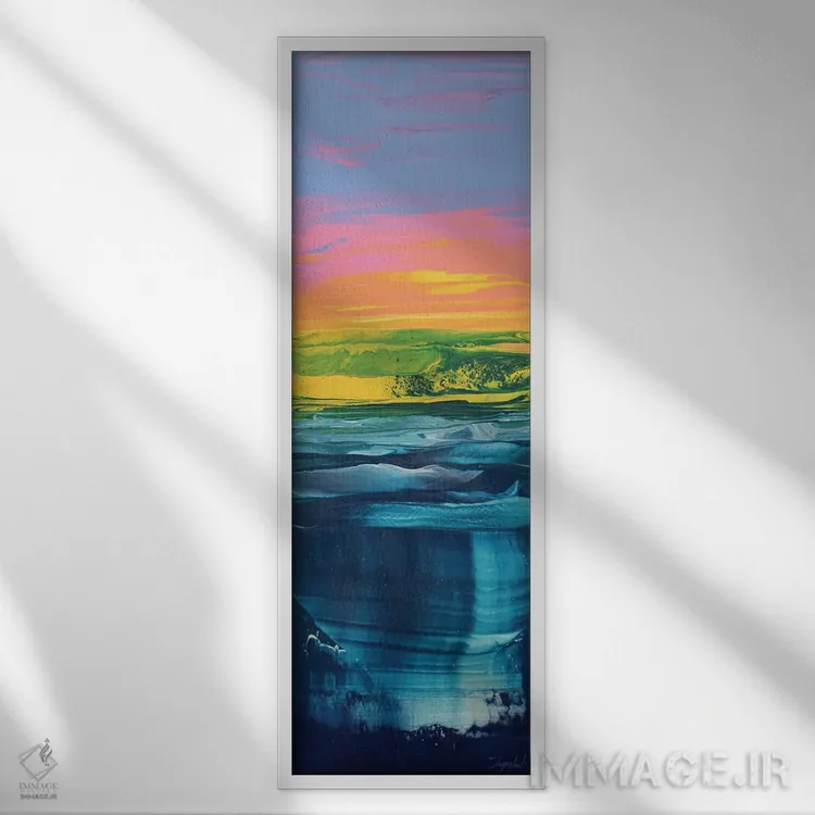 تابلو آبهای فیروزهای ۲ اثر جیکوب جوگاشویلی - نمای قابدار سفید