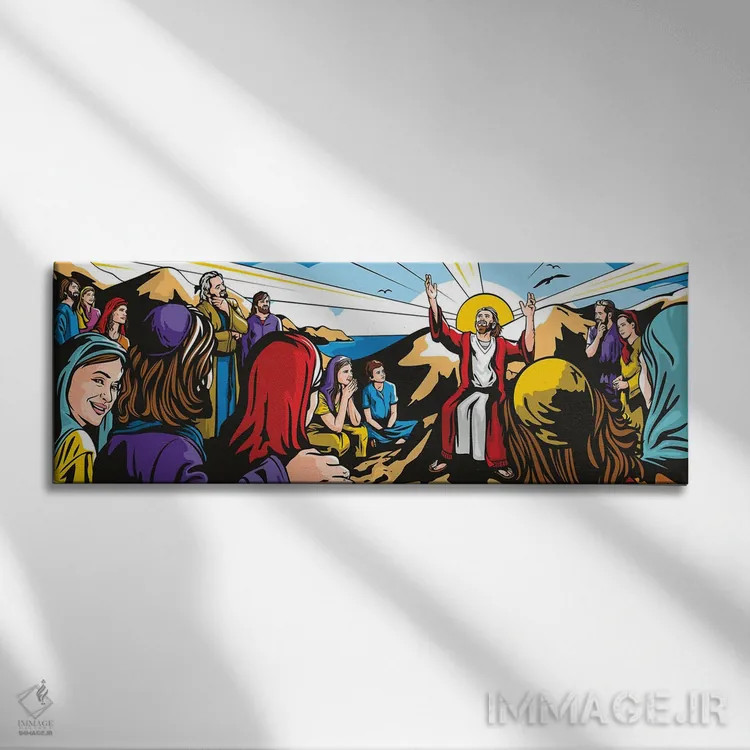 تابلو موعظه بر فراز کوه (داستان مسیحیت) اثر جیمز لی - نمای روبهرو روی دیوار