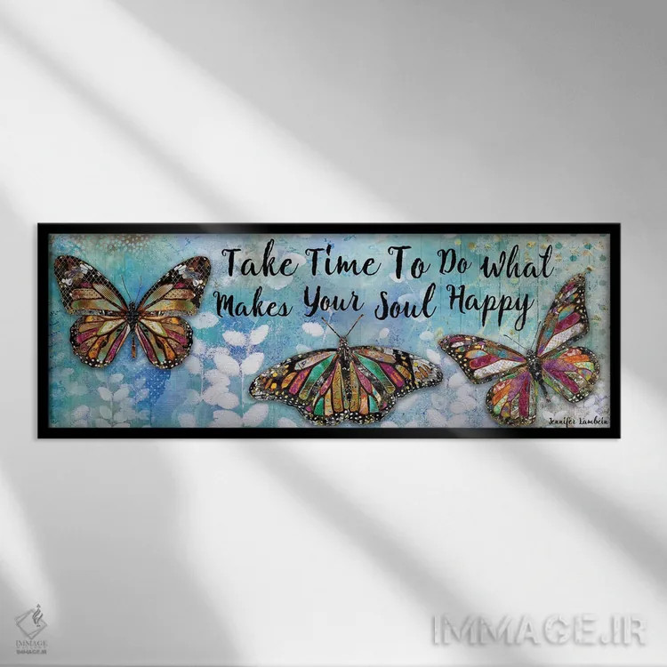 تابلو زمان بگذار برای سهگانه پروانه اثر جنیفر لمباین - نمای قابدار مشکی