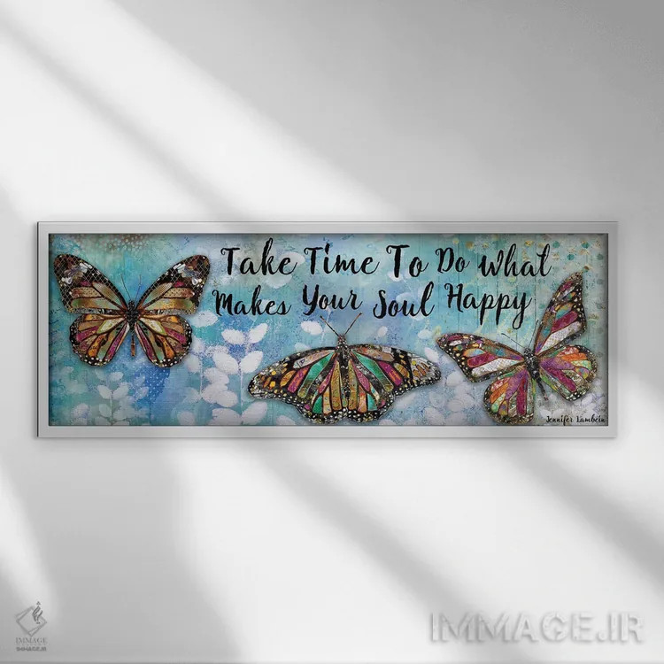 تابلو زمان بگذار برای سهگانه پروانه اثر جنیفر لمباین - نمای قابدار سفید