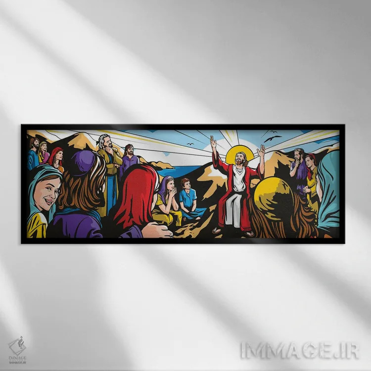 تابلو موعظه بر فراز کوه (داستان مسیحیت) اثر جیمز لی - نمای قابدار مشکی