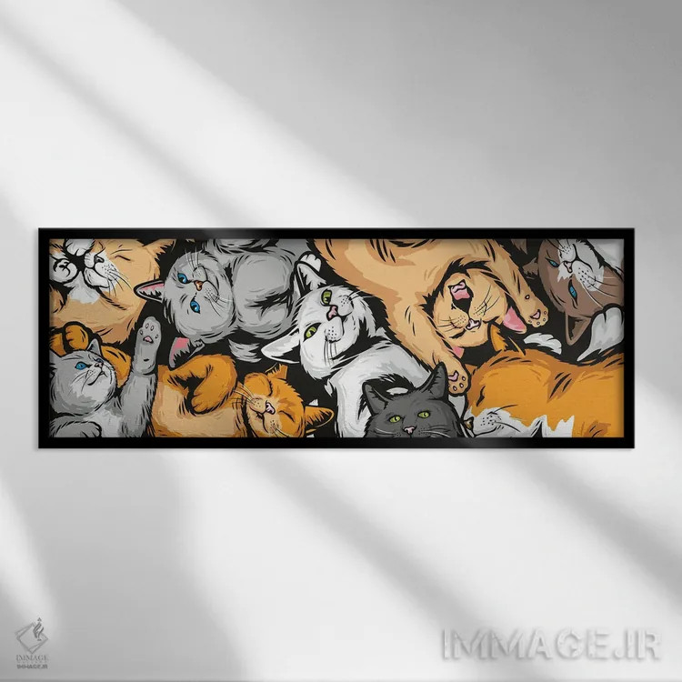 تابلو گربههای دراز اثر جیمز لی - نمای قابدار مشکی