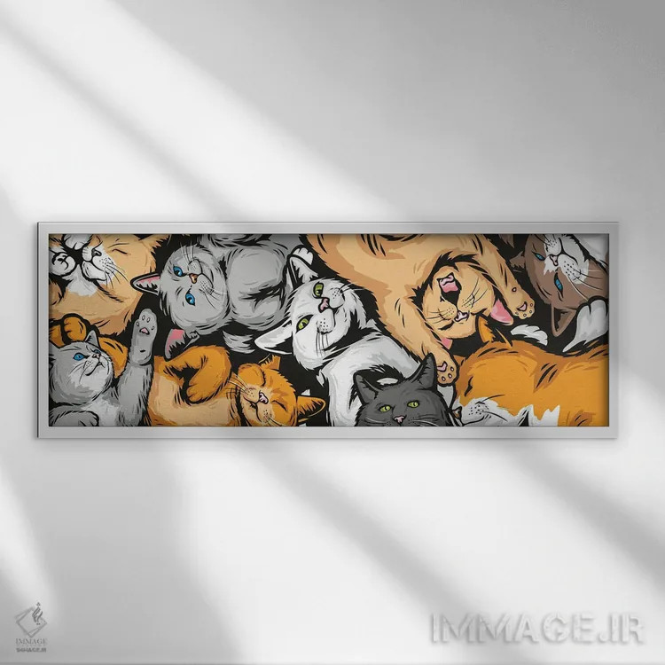 تابلو گربههای دراز اثر جیمز لی - نمای قابدار سفید