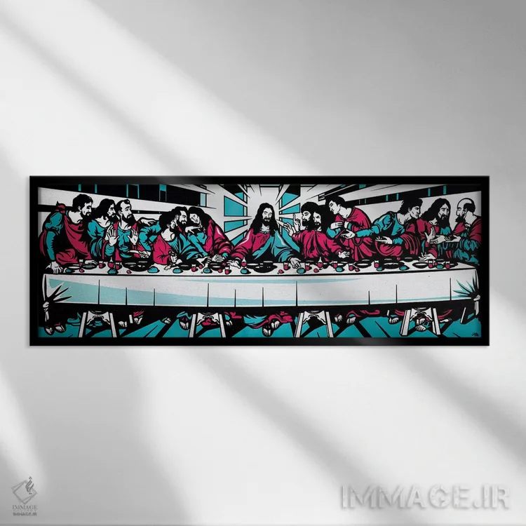 تابلو شام آخرِ آبی اثر جیمز لی - نمای قابدار مشکی