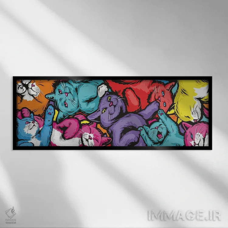 تابلو گربههای ژلهلوبیایی دراز اثر جیمز لی - نمای قابدار مشکی