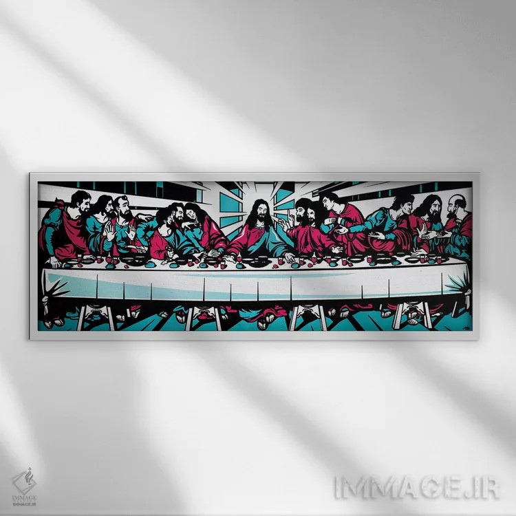 تابلو شام آخرِ آبی اثر جیمز لی - نمای قابدار سفید