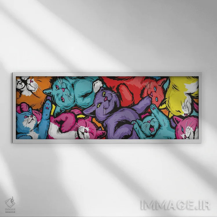 تابلو گربههای ژلهلوبیایی دراز اثر جیمز لی - نمای قابدار سفید