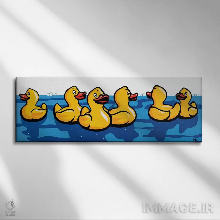 تابلو اردکهای پلاستیکی اثر جیمز لی - نمای روبهرو روی دیوار