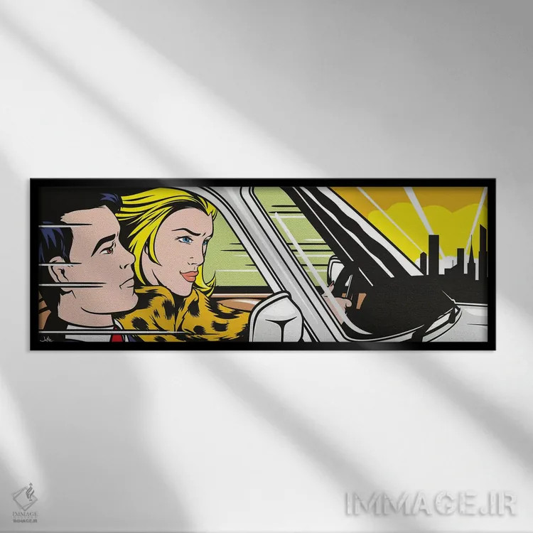 تابلو هنوز در ماشین II اثر جیمز لی - نمای قابدار مشکی