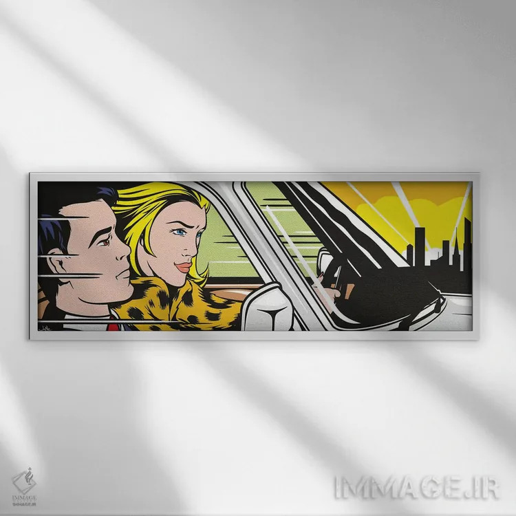 تابلو هنوز در ماشین II اثر جیمز لی - نمای قابدار سفید