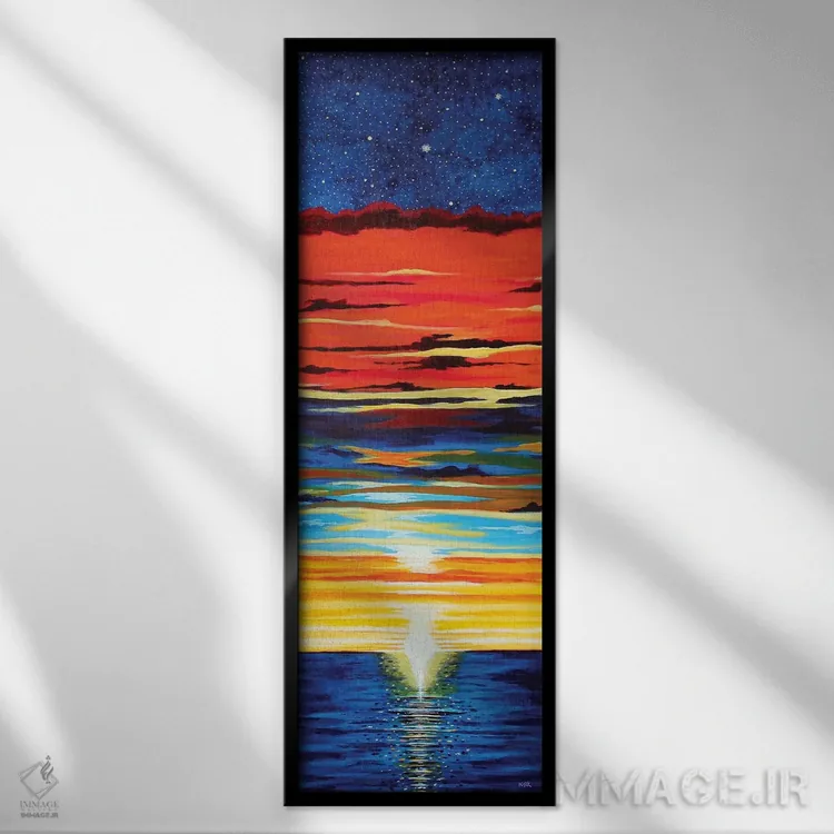 تابلو غروب به مثابه نماد الهی اثر جری لی کرک - نمای قابدار مشکی