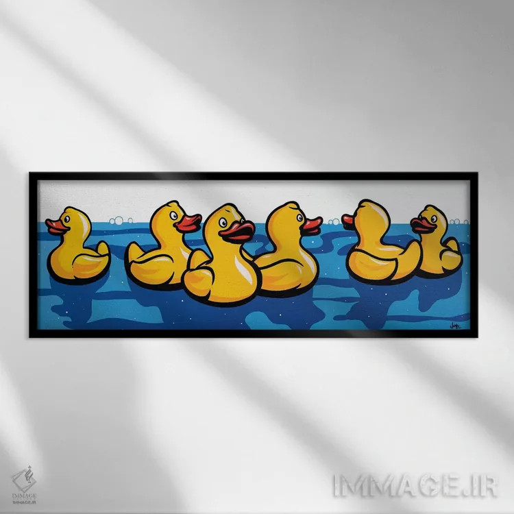 تابلو اردکهای پلاستیکی اثر جیمز لی - نمای قابدار مشکی