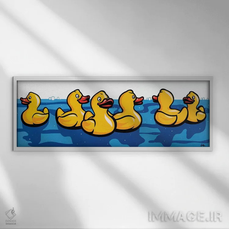 تابلو اردکهای پلاستیکی اثر جیمز لی - نمای قابدار سفید