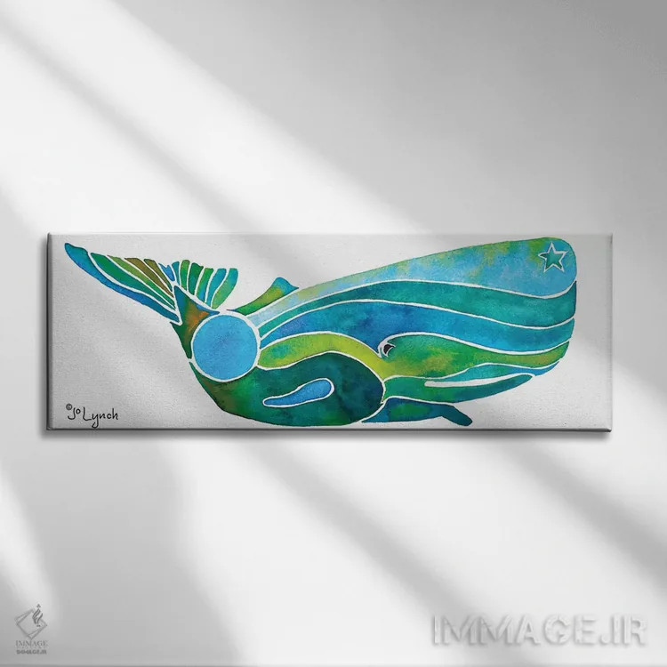 تابلو نهنگ عنبر روی موج اثر جو لینچ - نمای روبهرو روی دیوار