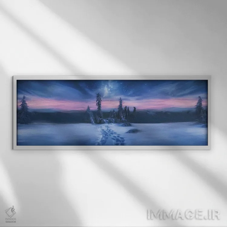 تابلو آبی یخی (آبی قطبی) اثر جولیانا لوومر - نمای قابدار سفید